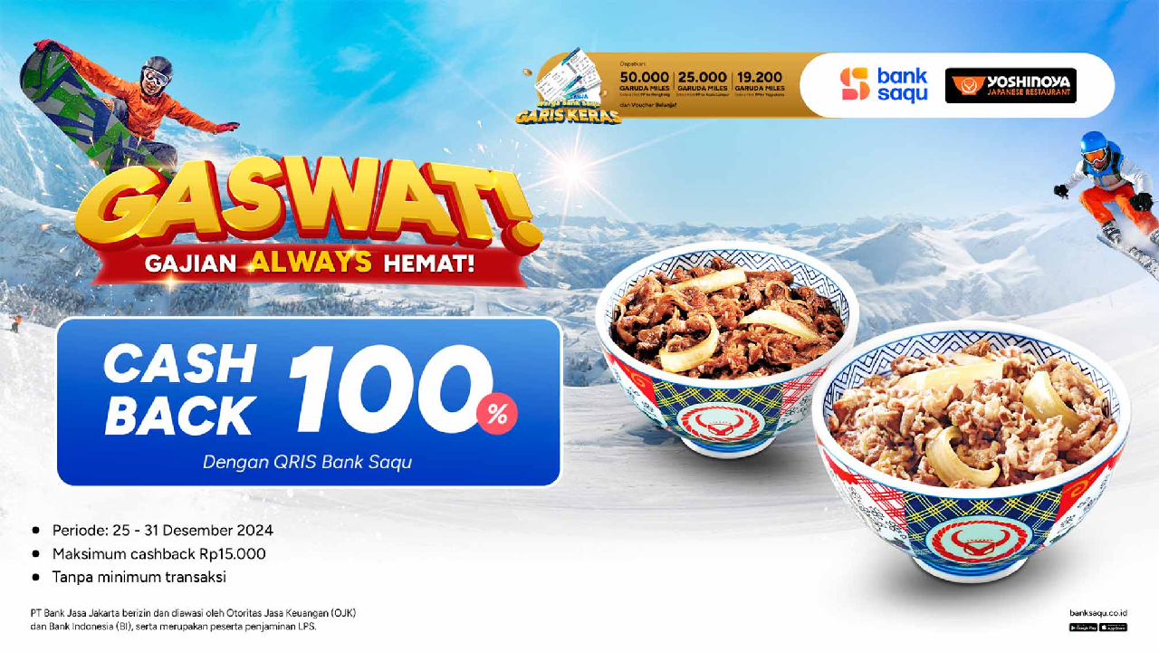 Promo Yoshinoya Cashback 100 Persen, Aktif Terakhir 31 Desember 2024!