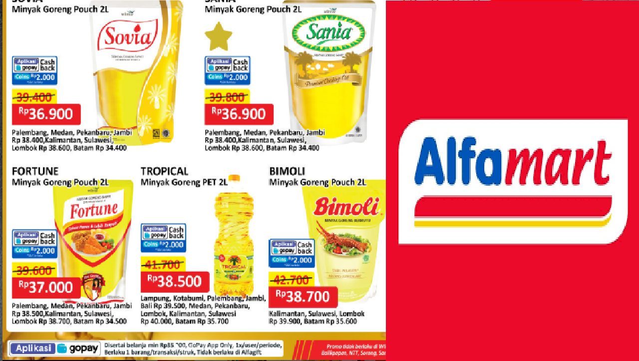 Promo Alfamart Spesial Hari Ini: Sania Minyak Goreng Puch 2L Rp36.900!