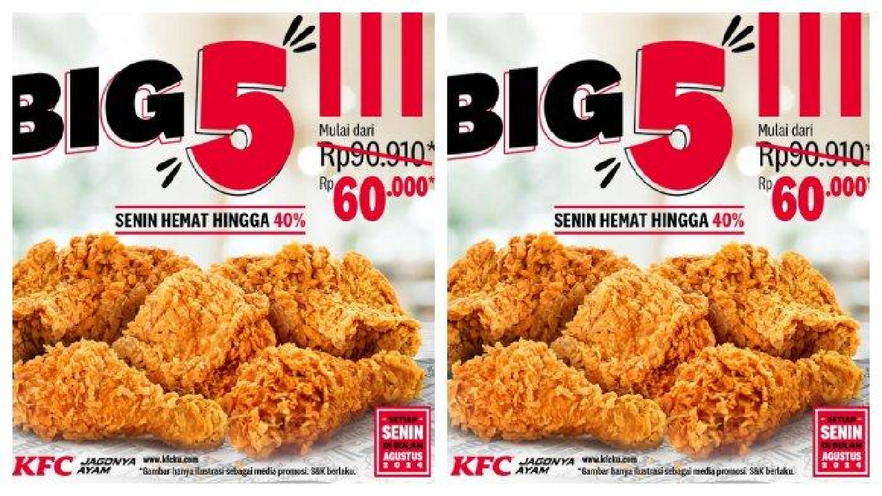 Promo Terbaru KFC 7 Oktober 2024: Ada Lima Potong Ayam Rp 60.000!