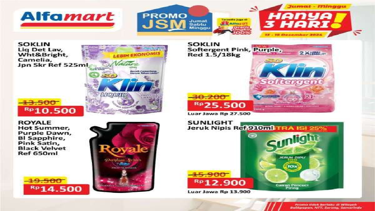 Promo JSM Deterjen dan Sabun Mandi Murah di Superindo, Alfamart dan Indomaret