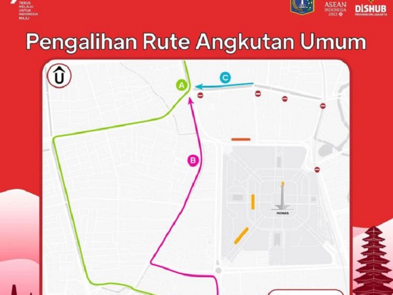 Dishub DKI Jakarta Lakukan Pengalihan Rute Angkutan Umum di Kawasan Monas Hari Ini Kamis, 17 Agustus 2023