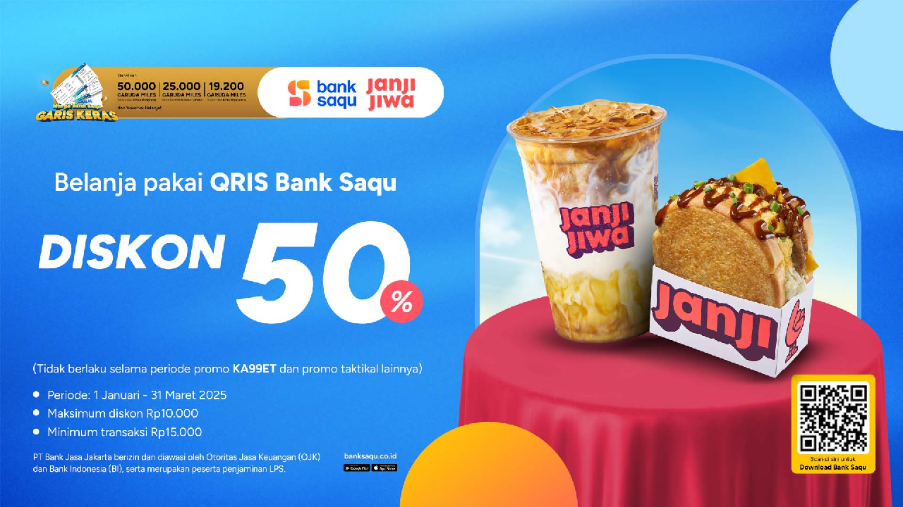 Yuk Ambil Promo Kopi Janji Jiwa Khusus Payment QRIS Bank Saqu, Diskon Hingga 50 Persen!