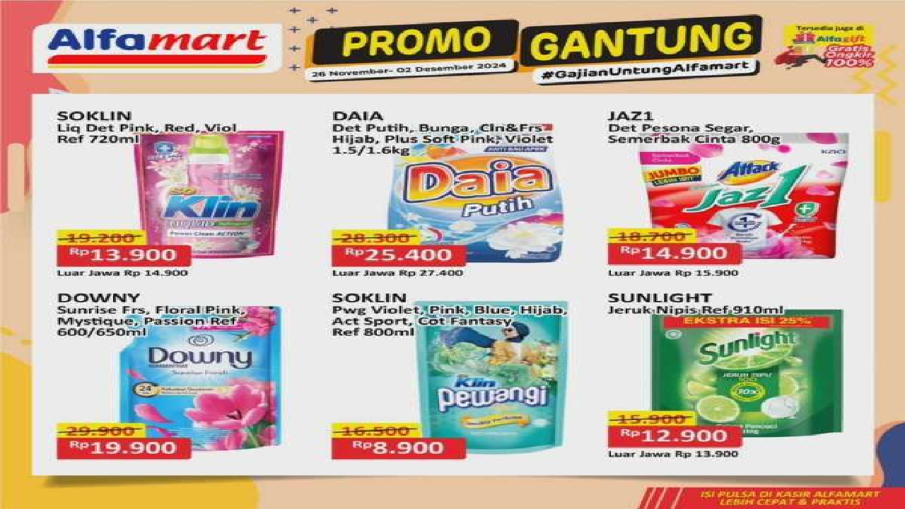 Promo Deterjen Murah di Alfamart, Indomaret dan Superindo Aktif Sampai 1 Desember 2024