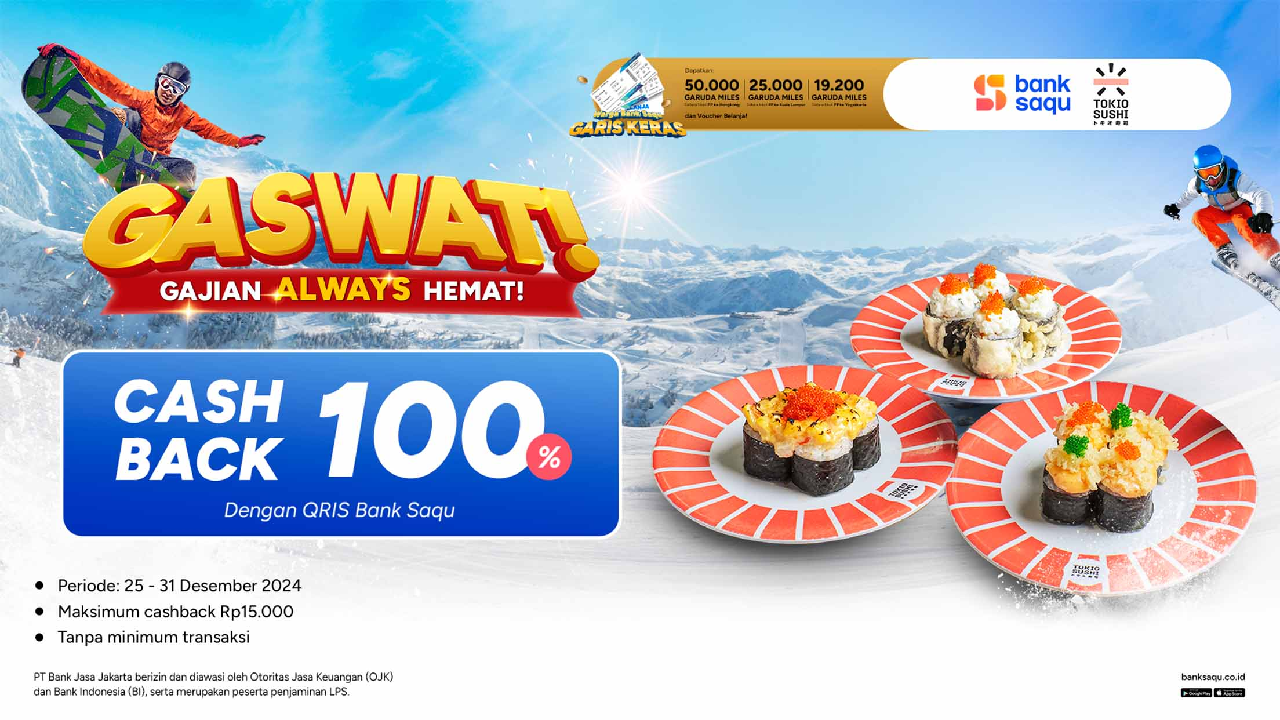 Makan di Tokio Sushi Bisa Dapat Cashback 100 Persen, Pembayaran QRIS Bank Saqu