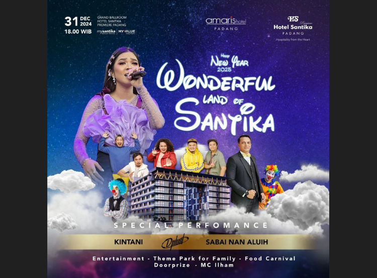 Nikmati Kemeriahan Malam Tahun Baru 2025 di Wonderful Land Hotel Santika Premiere Padang