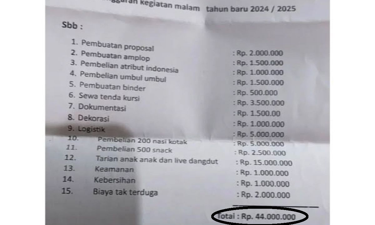 Viral! Jelang Kegiatan Tahun Baru, Pemuda Pancasila di Bekasi Ajukan Proposal Anggaran Rp44 Juta