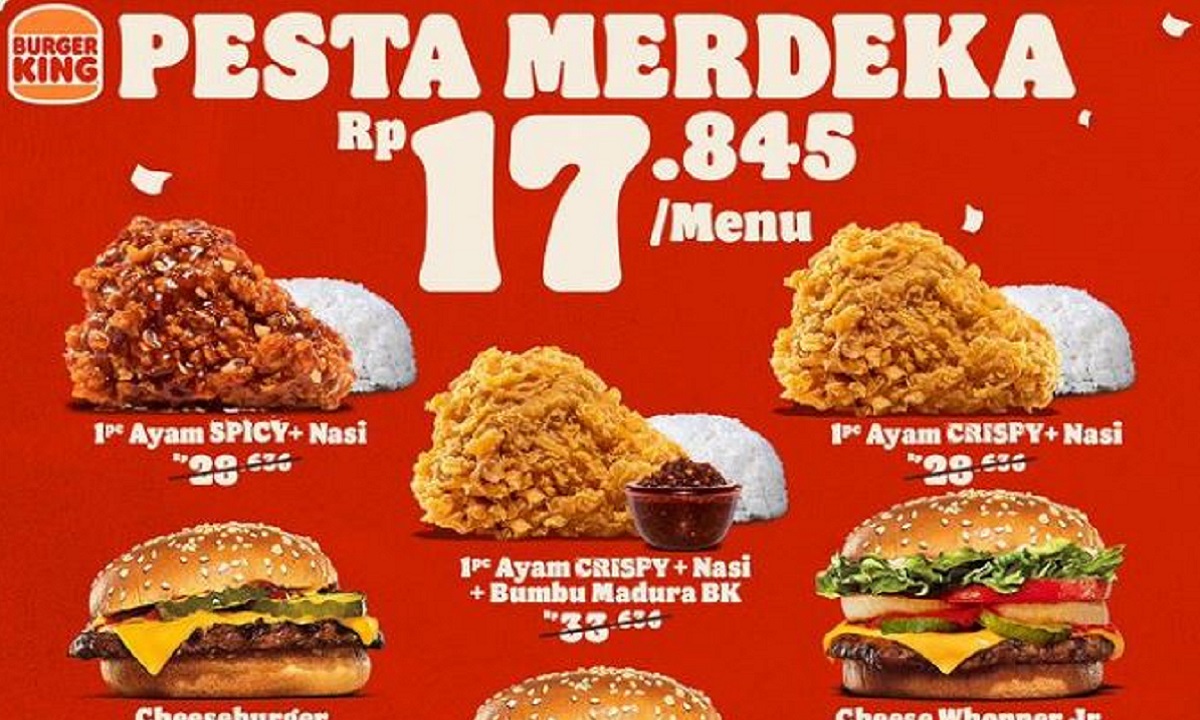 Berakhir Hari Ini! Promo Pesta Merdeka Burger King Cuma Bayar Rp17.845 Tiap Menu