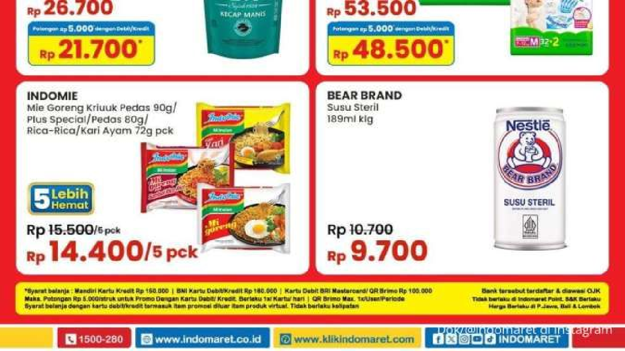 Promo JSM Indomaret Aktif Sampai 10 November 2024: Beli Bear Brand dan Indomie 5 Lebih Murah