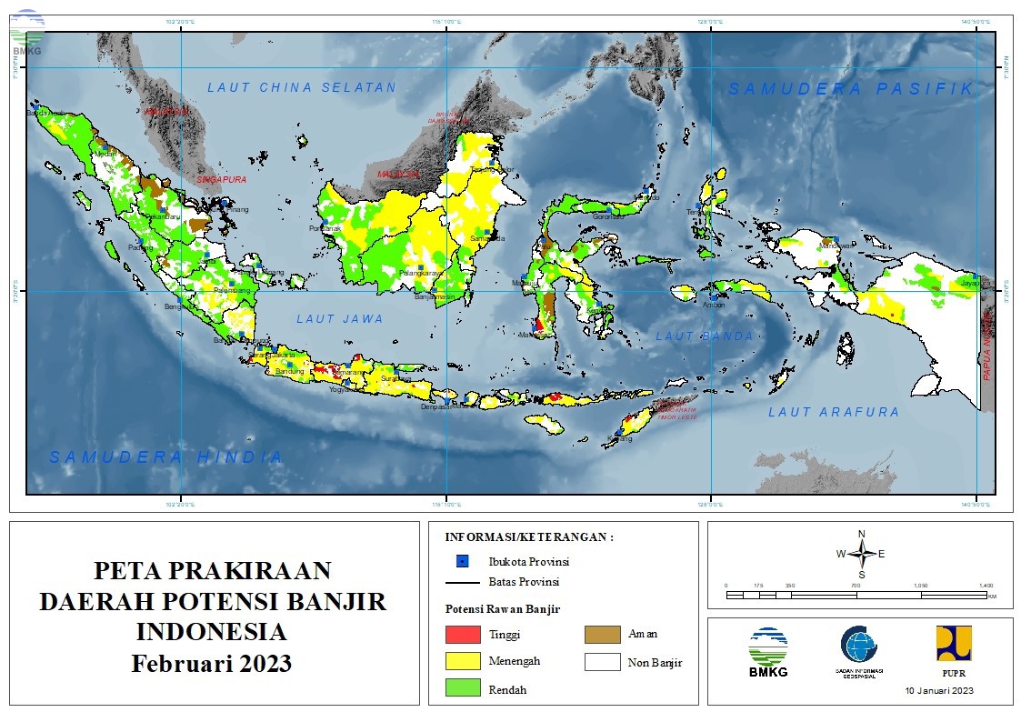 Banjir Pati Belum Surut, BMKG Umumkan Peta Prakiraan Potensi Bencana Air di Februari-April 2023