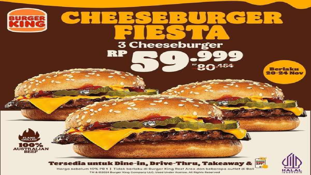 Serbu Promo Burger King 3 Cheeseburger Cuma Rp 59.000-an, Hari Ini Terakhir!