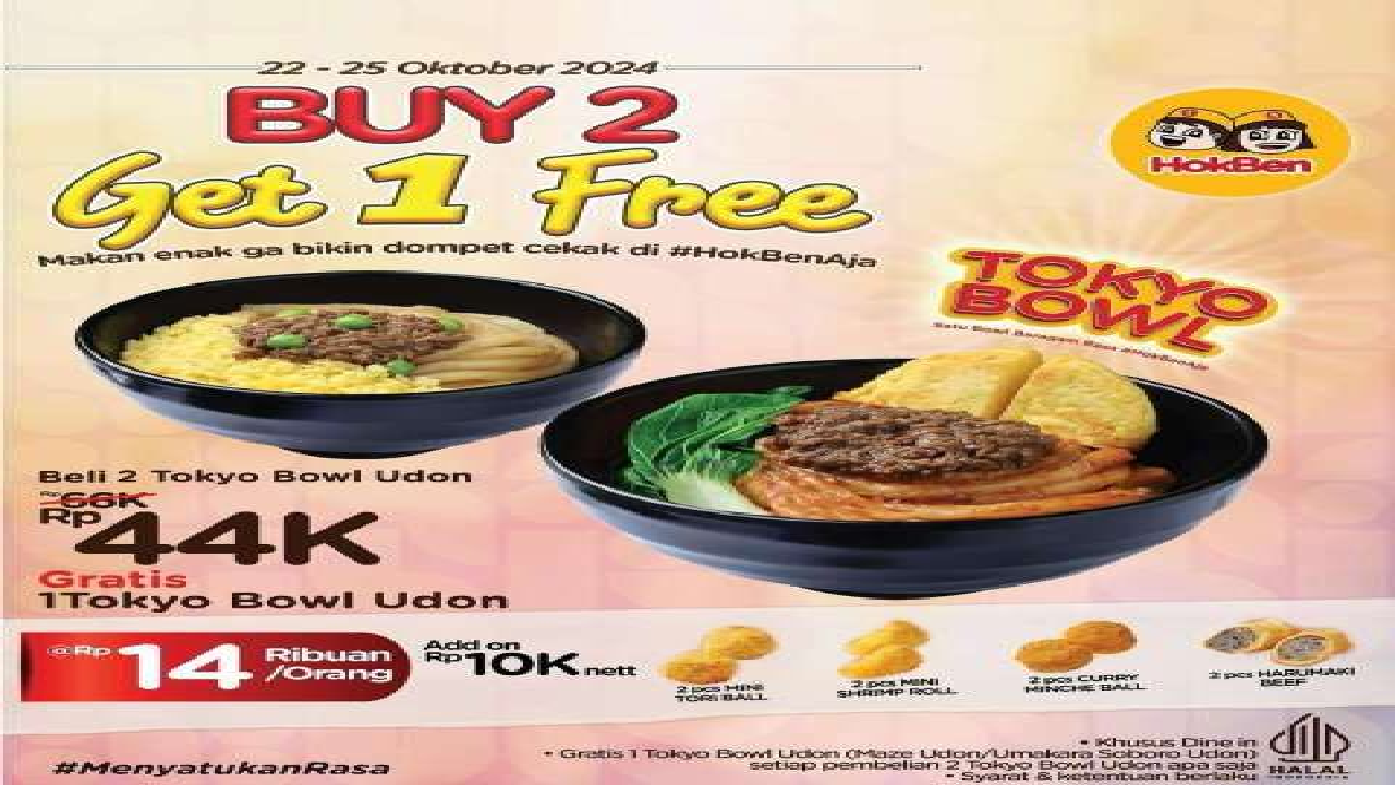 Hokben Hadirkan Promo Buy Buy 2 Get 1 Free, Makan Bertiga Cuma Rp 44 ribuan Spesial Dine In