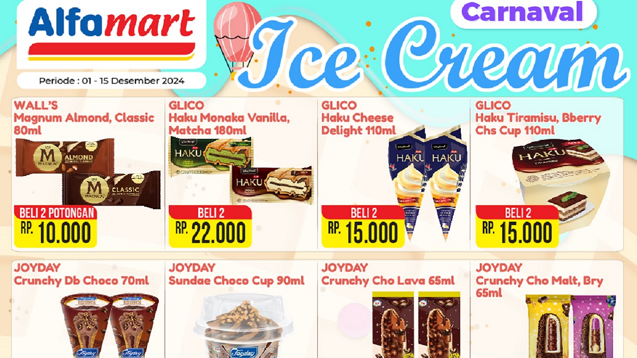 Serbu Promo Carnaval Ice Cream Alfamart: Banjir Promo Beli 2 Hanya Rp 7.000!