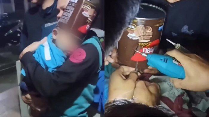 Viral di Media Sosial, Bocah 3 Tahun di Tasikmalaya Kepalanya Tersangkut Kaleng Biskuit! Damkar Langsung Turun Tangan