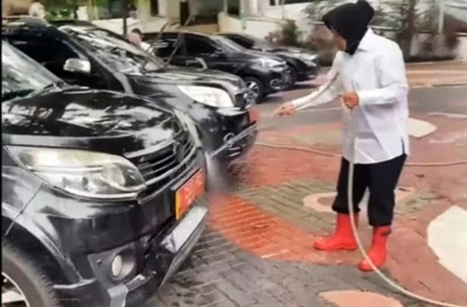 Viral! Video Mensos Cuci Mobil, Ternyata Pajak Kendaraannya Belum Dibayar