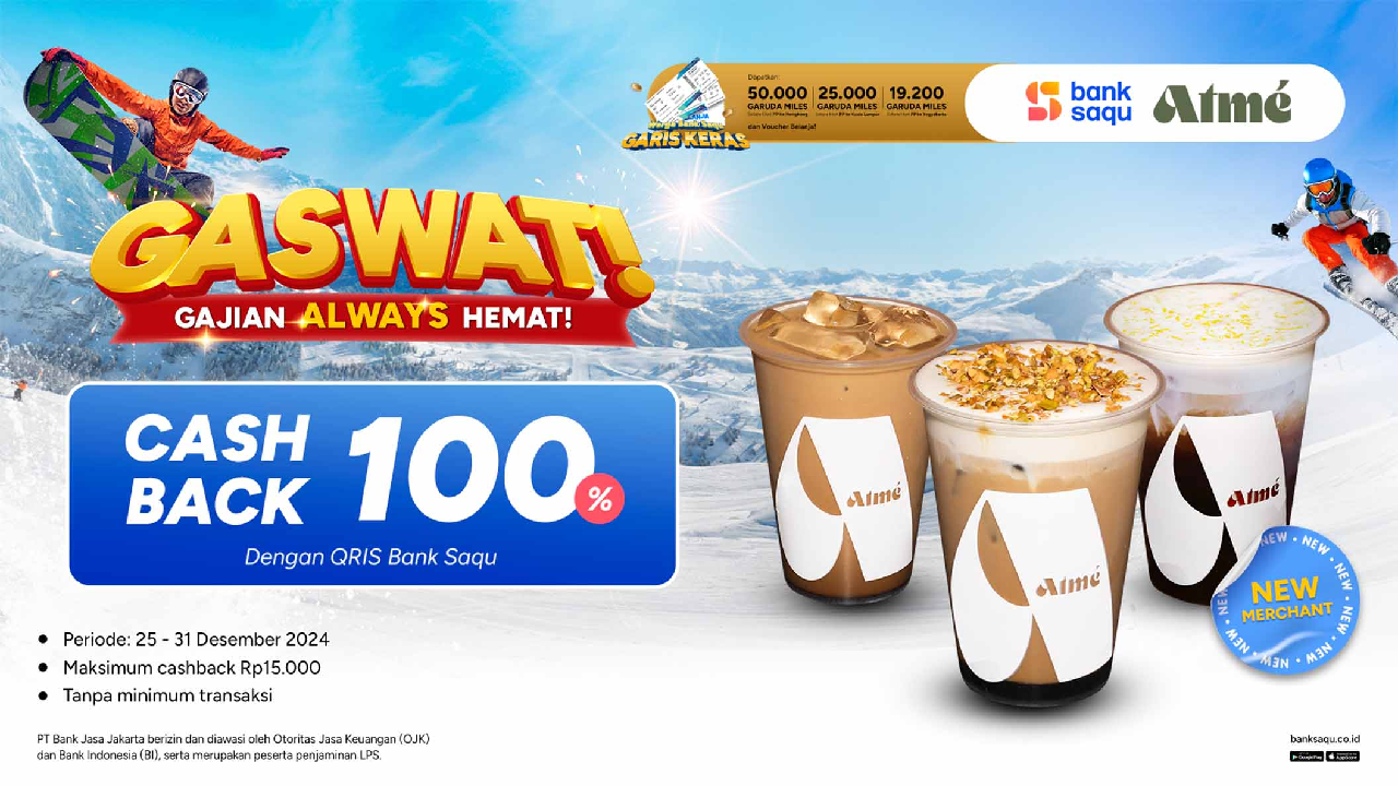 Beli Atme Coffe Pakai QRIS Bank Saqu, Peluang Besar Gaet Cashback 100 Persen