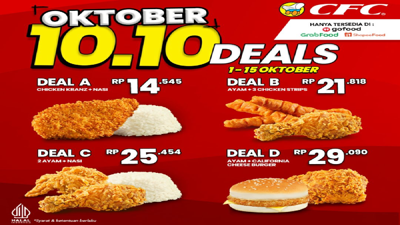 Serbuuuuu! Promo 10.10 CFC Paket Ayam dan Nasi Hanya Rp 14.545