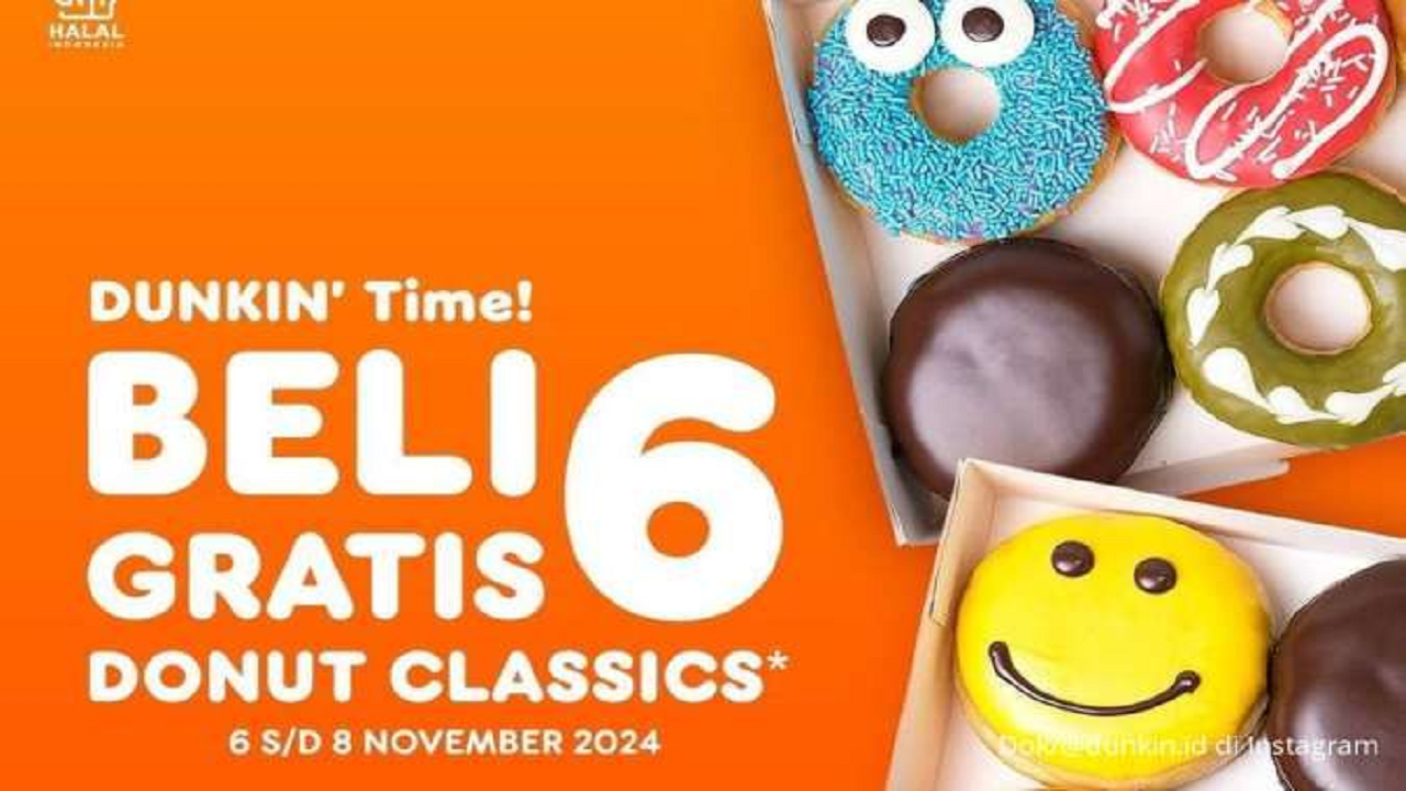 Daftar Promo Dunkin Beli 6 Donat Gratis 6 Cuy, Serbu!