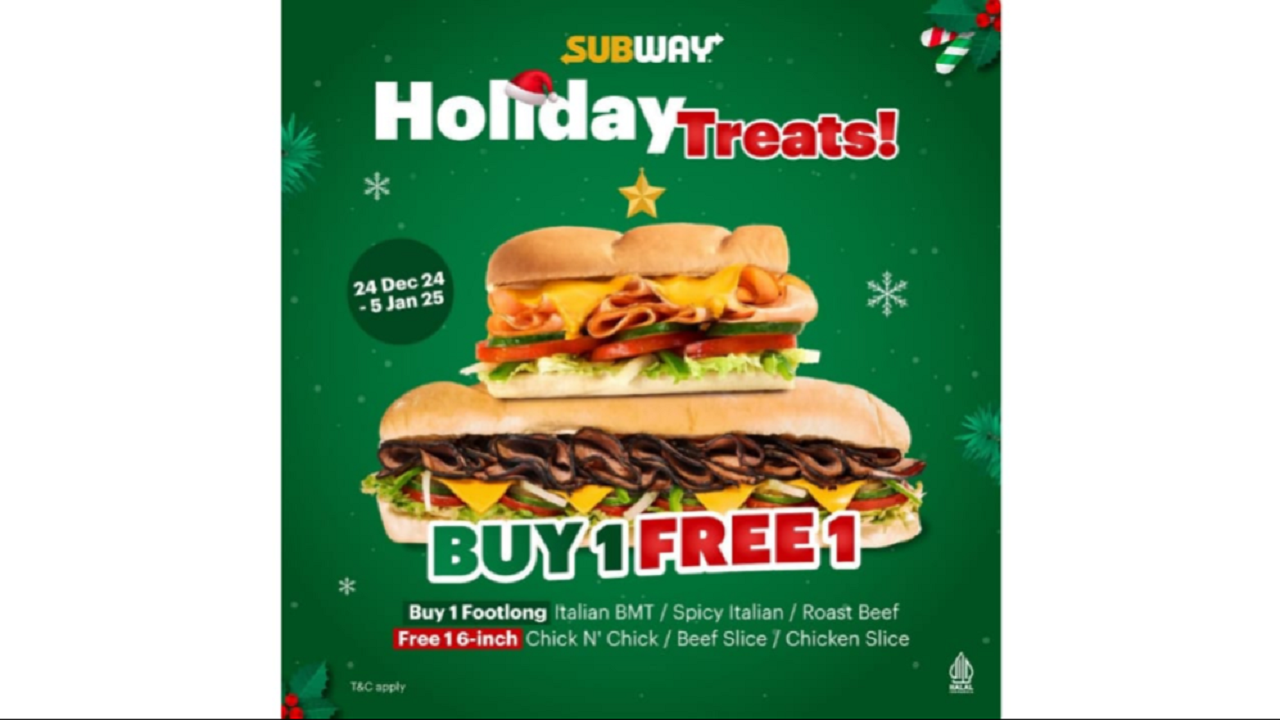 Promo Subway Spesial Liburan 'Holiday Treats!', Buy 1 Get 1!