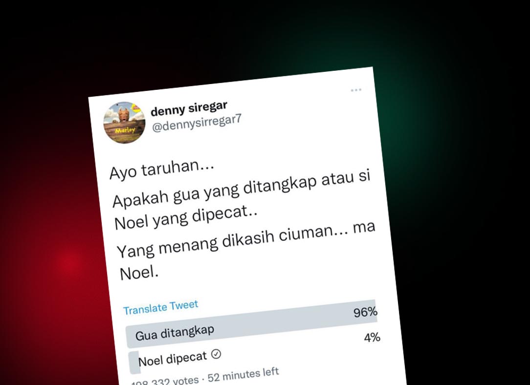 Polling Twitter, Netizen Minta Denny Siregar Dipenjara, Noel: Masyarakat Sudah Cerdas!   