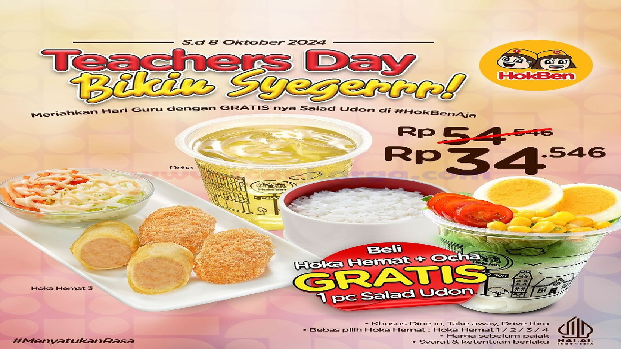 Berakhir Hari ini, Promo Hokben 8 Oktober 2024: Beli Hoka Hemat + Cold Ocha GRATIS Salad Udon