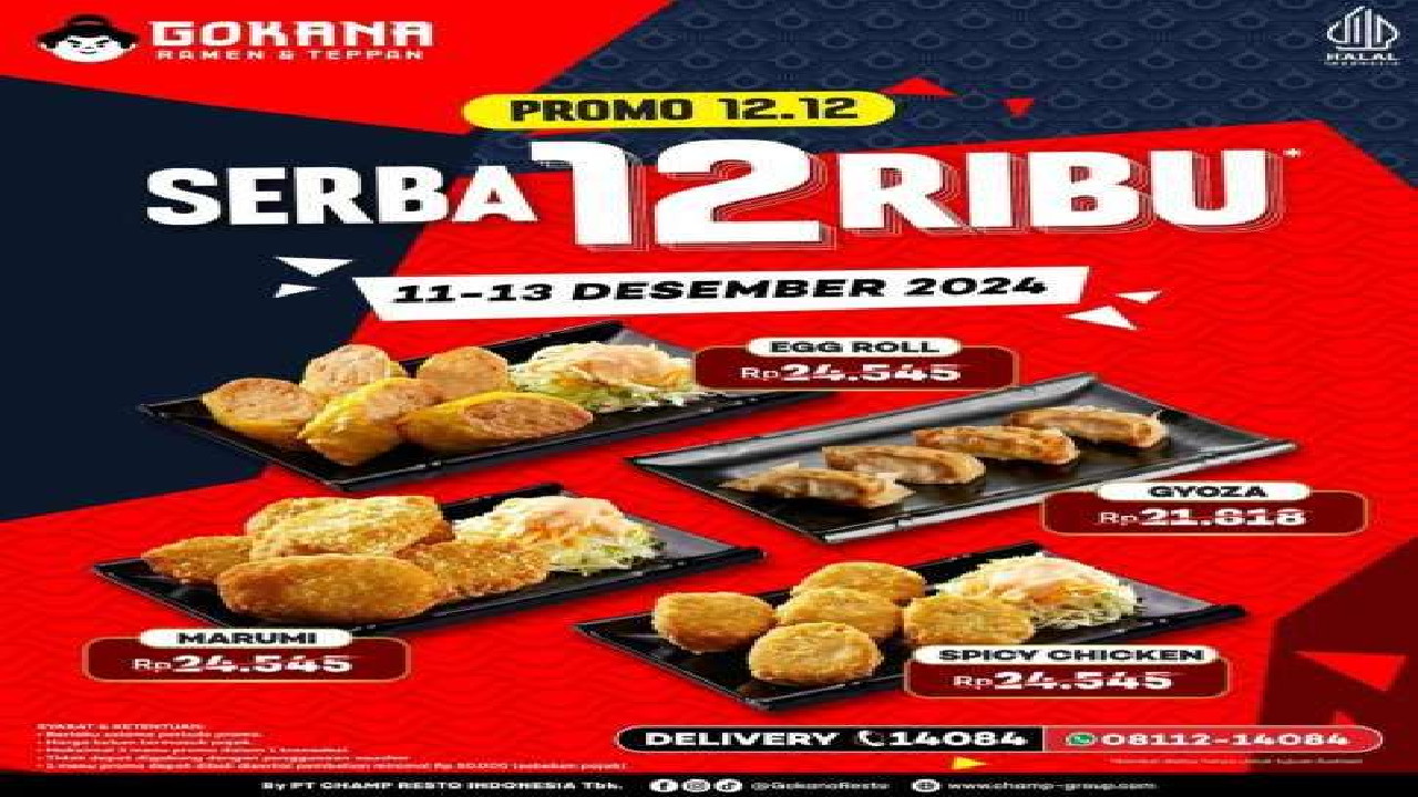 Berlaku Mulai Hari Ini! Ayo Serbu Promo 12.12 Dari Gokana Ada Menu Serba Rp 12.000 Saja