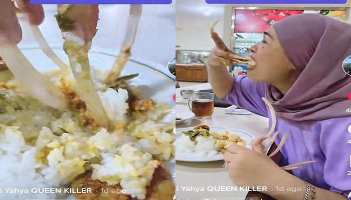 Wow! Viral Wanita Berkerudung Makan Pakai Kuku Panjangnya