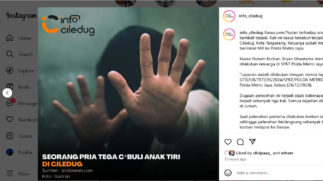 Keji! Seorang Ayah Tiri di Ciledug Diduga Tega Cabuli Anak Tirinya 