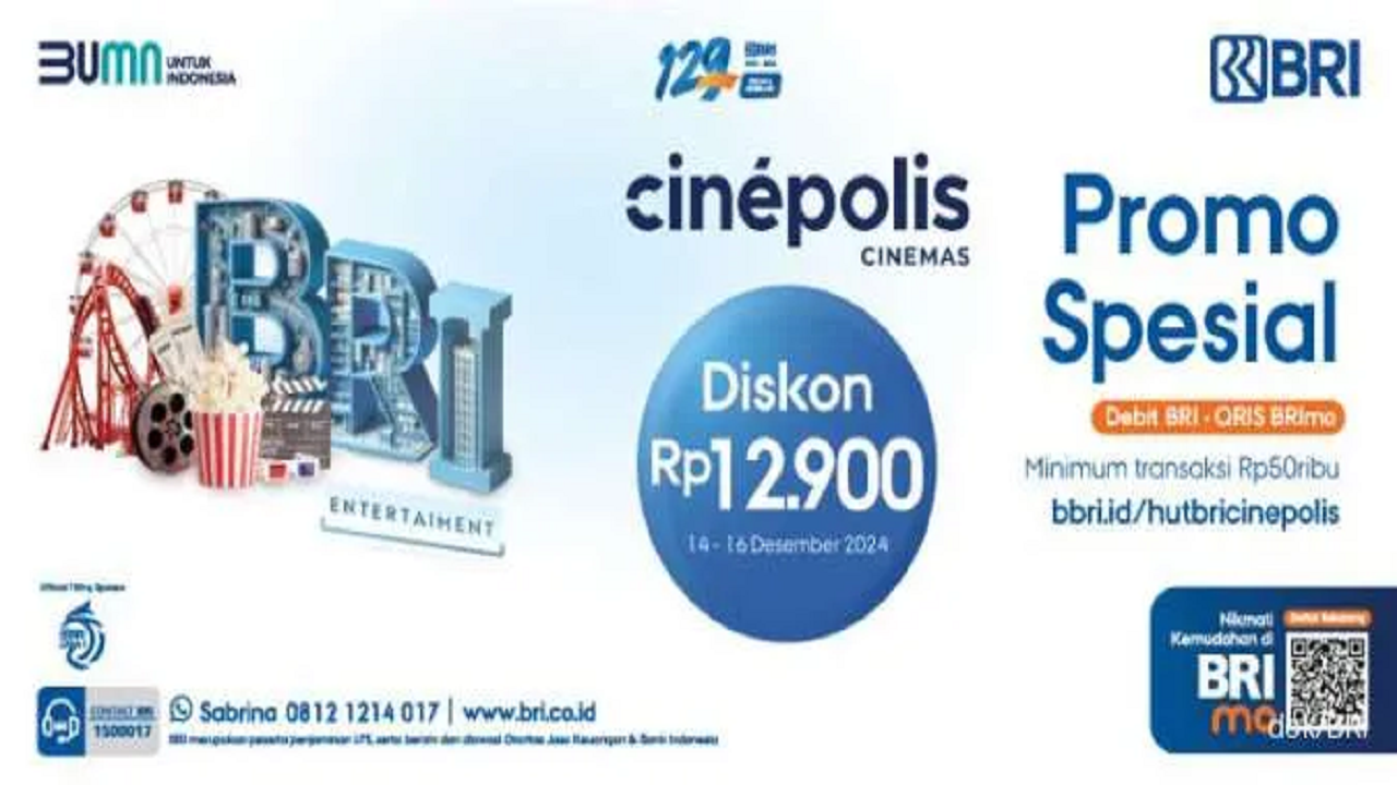 HUT BRI Ke-129 Ada Promo XXI dan Cinepolis, Diskon Rp12.900 Hingga Buy 1 Get 1!