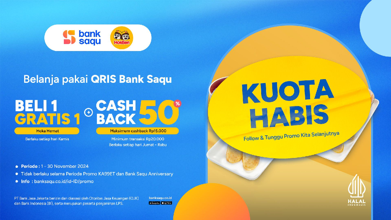 Promo Hokben dari Bank Saqu Hari Ini, Aktif Sampai Akhir Bulan November 2024