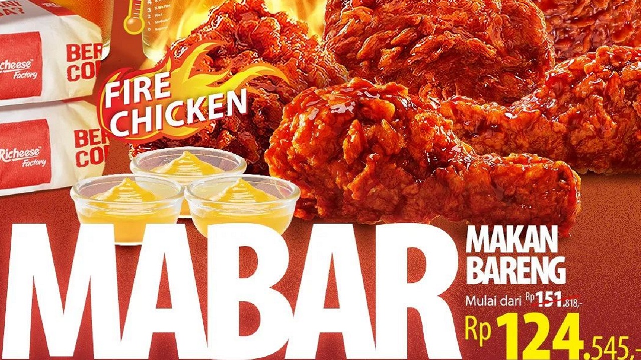 Makan Hemat dengan Promo Mabar dari Richeese Factory: Paket Bundling 5 Fire Chicken, Nasi dan Minum Cuma 100 Ribuan!