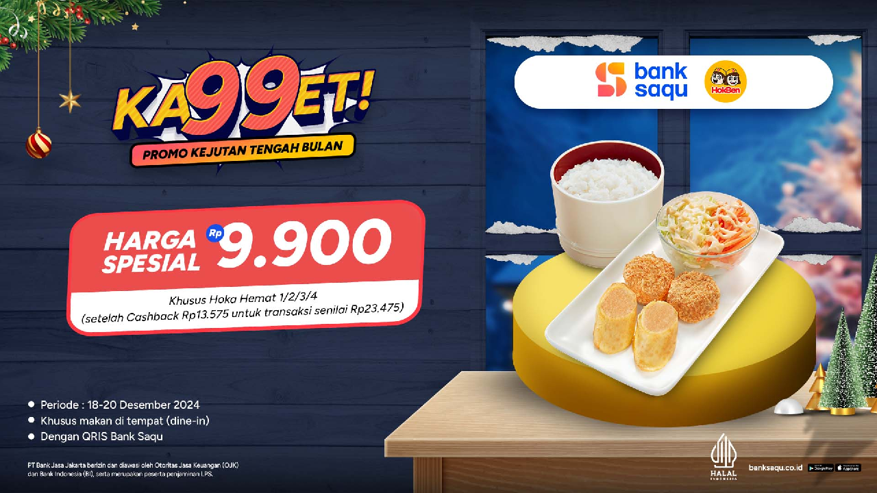 Cuma Rp 9.900! Makan Hemat Hokben Khusus Pembayaran Via QRIS Bank Saqu