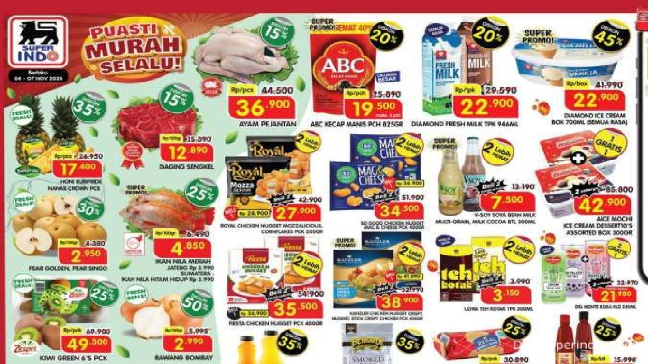 Promo Weekday Superindo Senin 4 November 2024: Ada Diskon Es Krim 45 Persen dan Beli 1 Gratis 1