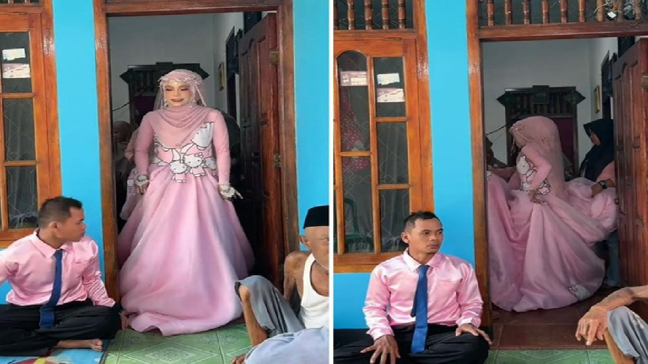 Viral Pengantin Wanita Gaunnya Serba Pink Bertema 'Hello Kitty', Warganet: Vibesnya Kaya Ultah Bocil