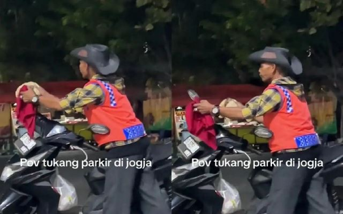 Tukang Parkir Viral Ngelapin Kendaraan yang Parkir, Videonya Banyak Raih Respect Warganet