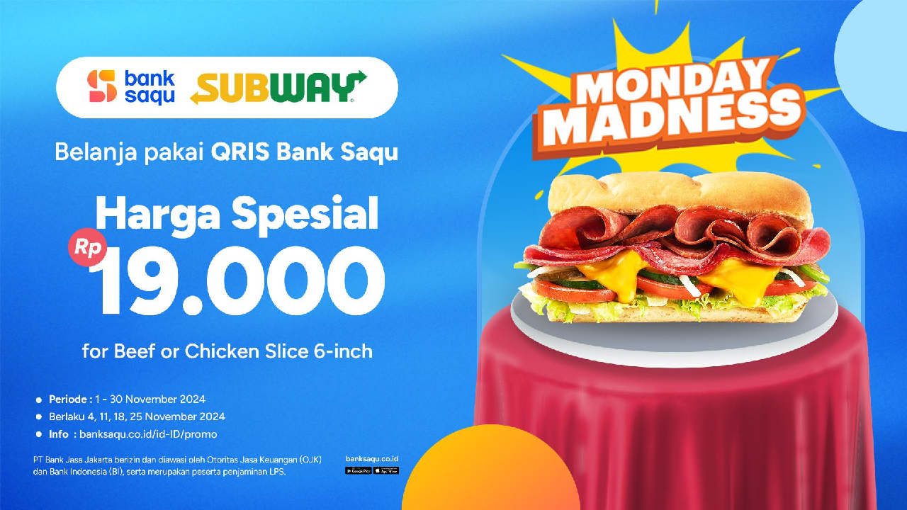 Yuk Ambil Promo Subway Harga Spesial Rp 19 Ribuan, Berakhir BESOK 30 November 2024