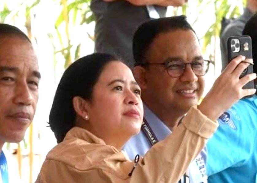  Swafoto Puan-Anies di Samping Jokowi, Elite PDIP Bilang Begini 