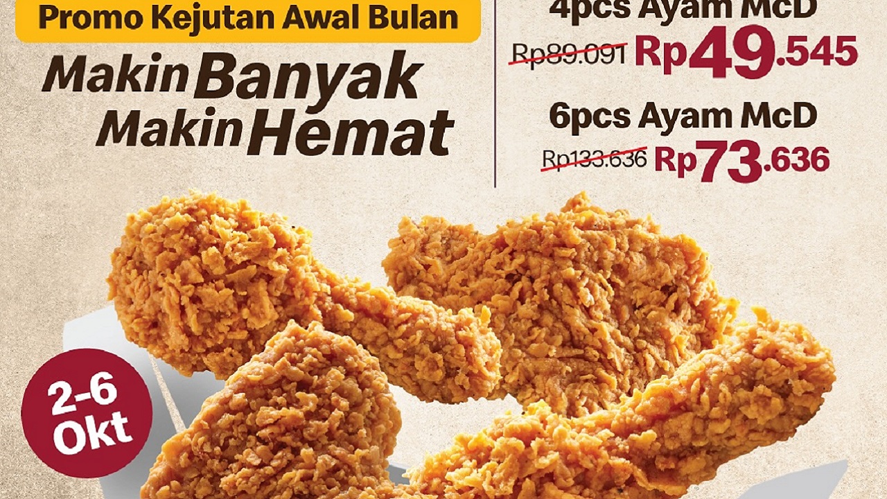 Awali Bulan Oktober dengan Promo Spesial dari McDonald's: Nikmati Promo 4 Pcs Ayam Cuma Rp 49 Ribuan Aja!