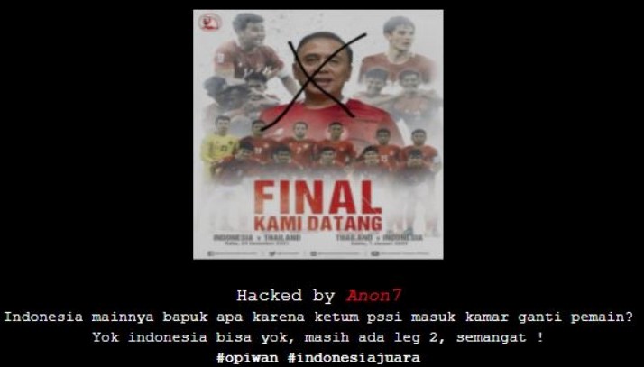 Timnas Indonesia Kalah Telak, Website PSSI Di-hack Pamerkan Foto Iwan Bule Dicoret Silang: 'Indonesia Mainnya Bapuk'  