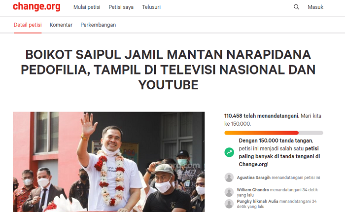 Saipul Jamil trending topik di Twitter, Petisi Boikot Penyanyi Dangdut Ini Ditandatangani 150 ribu Orang