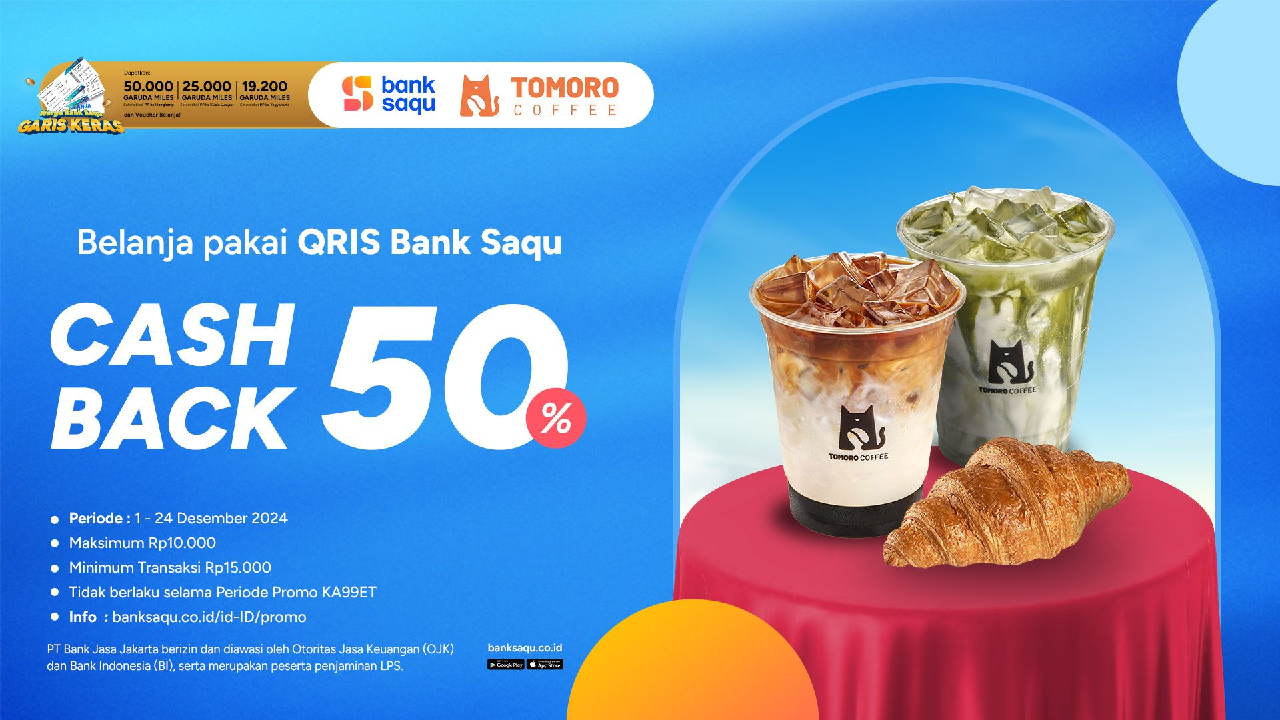 Hari Terakhir! Cepat Ambil Promo TOMORO Coffe Cashback 50 Persen