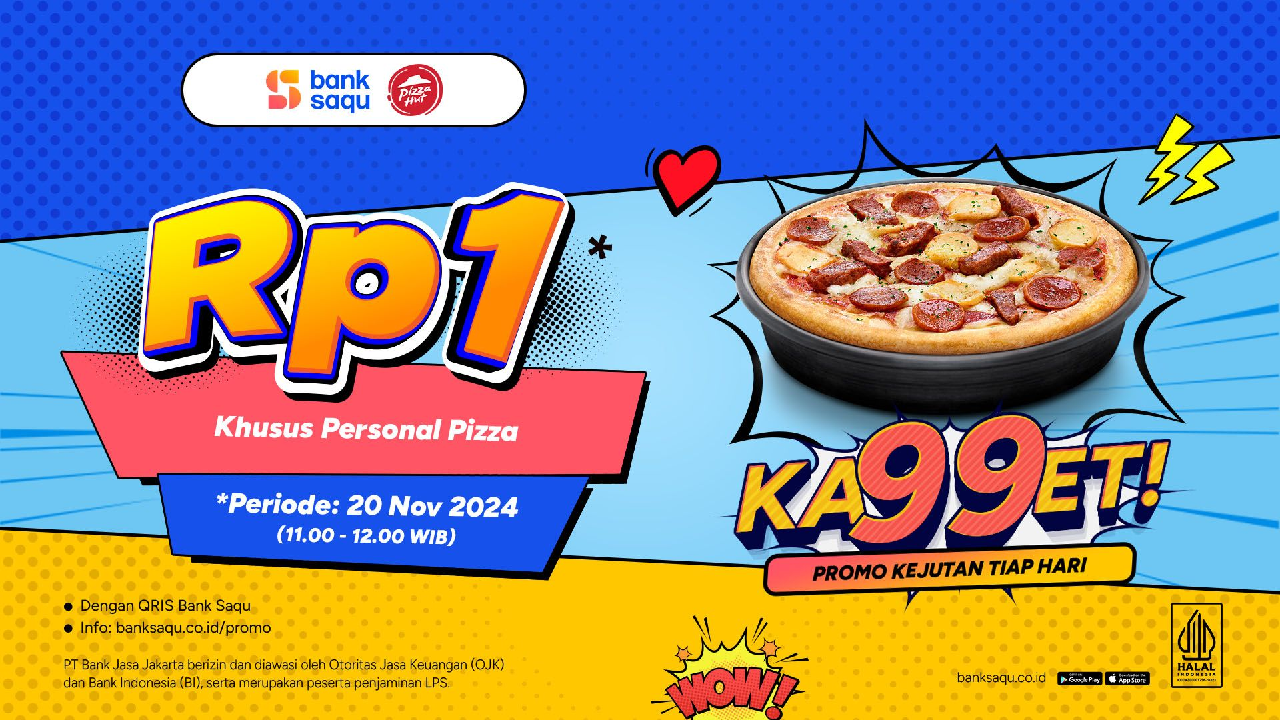 Edisi Ulang Tahun Bank Saqu, Beli Pizza Harganya Cuma Rp 1 Saja! Ini Syarat Promonya