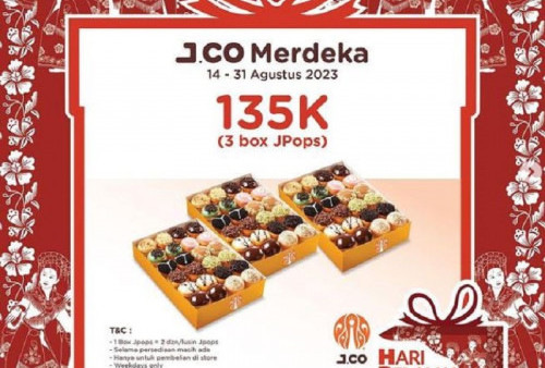 Promo J.CO Donuts HUT Kemerdekaan RI Ke-78, Beli 3 Box Jpops Cuma Bayar Rp135.000 Aja!