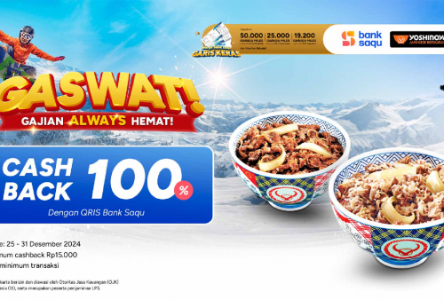 Promo Yoshinoya Cashback 100 Persen, Aktif Terakhir 31 Desember 2024!