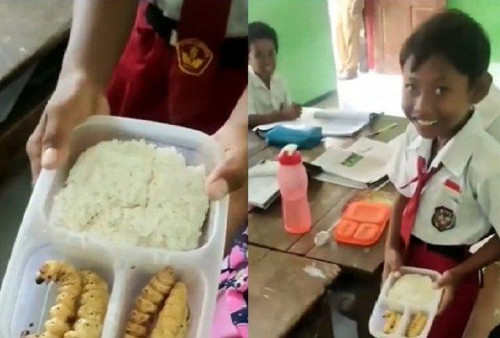 Viral Tapi Geli! Bocah SD Ini Bawa Bekal Makan Siang Ulat Sagu, Siswa yang Lain Ketakutan