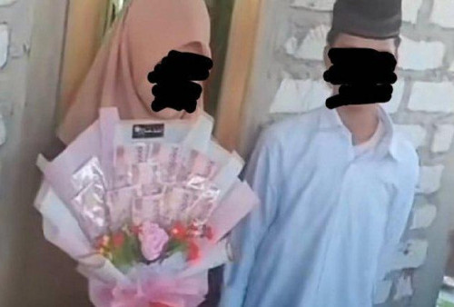 Viral! Bocah SD Tunangan Bawa Uang 'Mahar' Rp 1 Juta, Dikemas Dalam Bentuk Bunga Buket