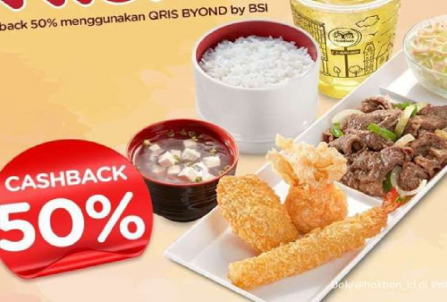 Promo Khusus Pembayaran QRIS BSI Bisa Dapat Promo Hokben Cashback 50 Persen