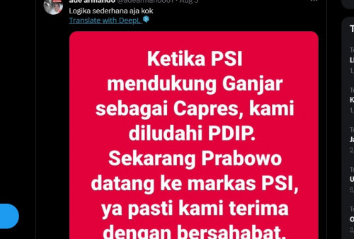 Ade Armando Kesal PSI 'Dihina' PDIP, Bandingkan dengan Sikap Prabowo