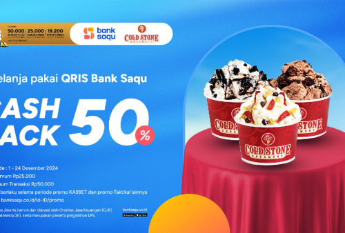 Beli Es Krim Cold Stone Bisa Dapat Cashback 50 Persen, Pembayaran Khusus QRIS Bank Saqu!