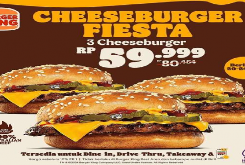 Serbu Promo Burger King 3 Cheeseburger Cuma Rp 59.000-an, Hari Ini Terakhir!