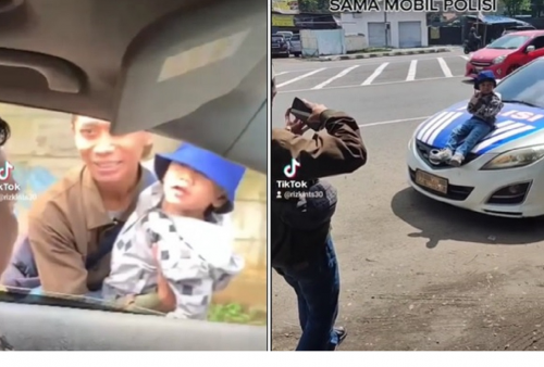 Viral! Perjuangan Seorang Ayah Rela Hentikan Mobil Polisi Demi Anaknya Bisa Foto 